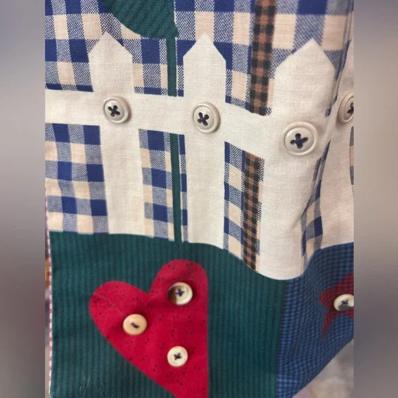 Vintage Patchwork Sunflower Gingham Vest Cottagecore Farmhouse Folk Art L - Picture 5 of 8